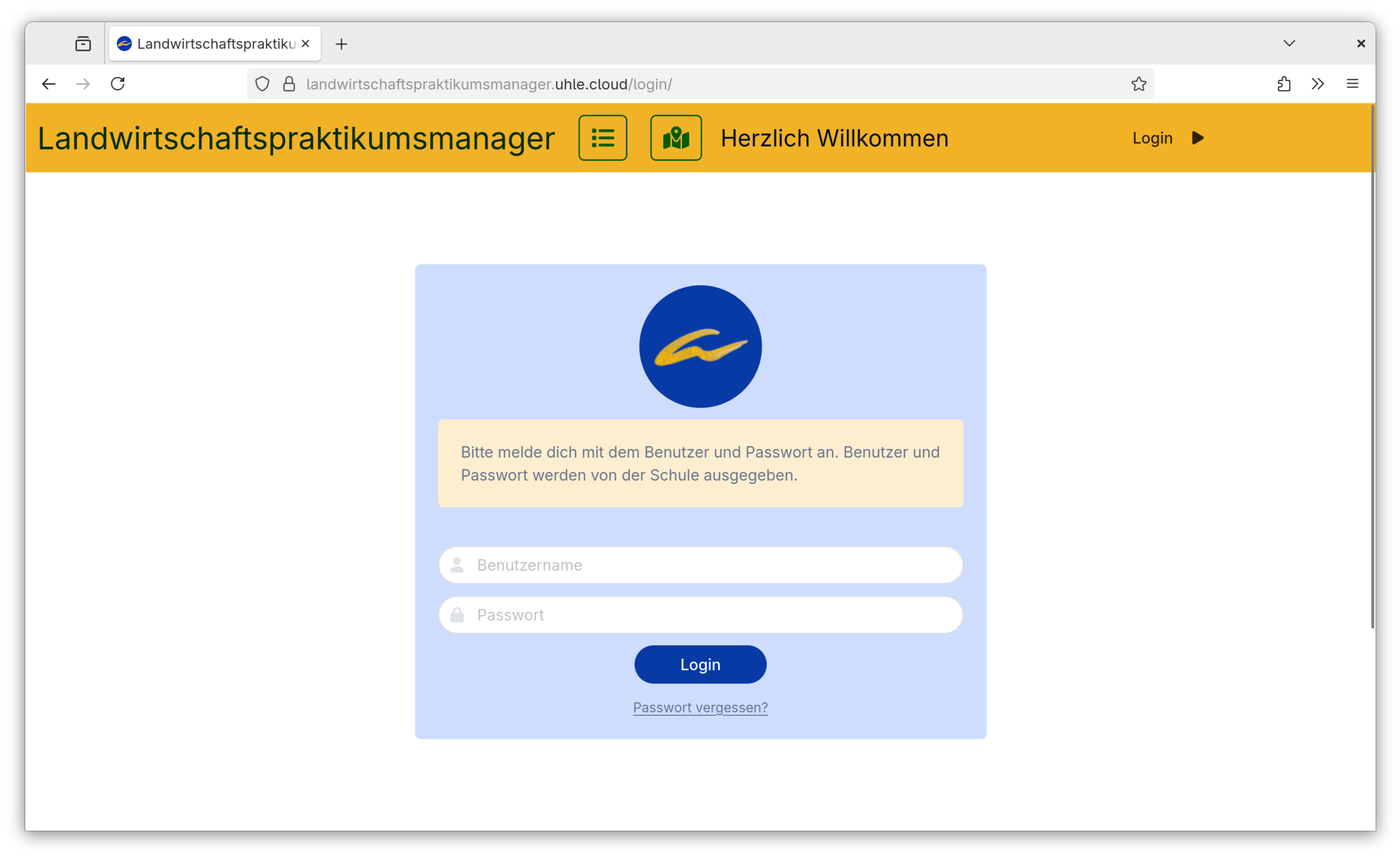 Login-Bildschirm