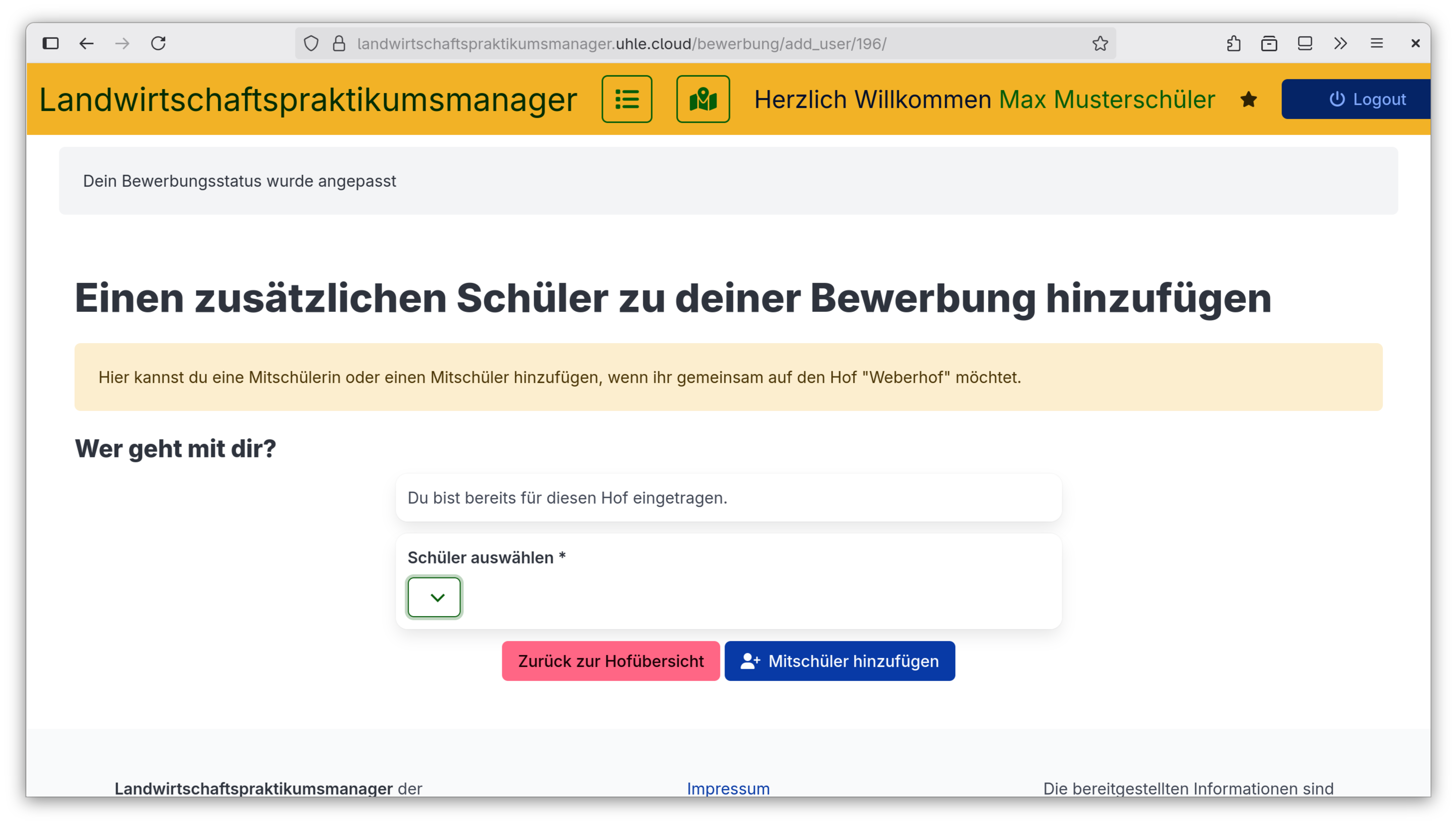 Zweite Schülerin hinzufügen